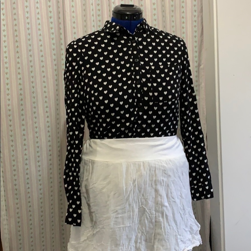 New look top with white hearts